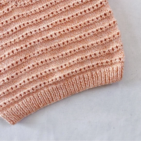 HANDMADE Size 5-6 Vintage Wool Peach Apricot Knitted Winter Jumper Pullover Girl - Picture 4 of 5